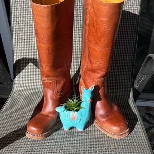 Vintage Frye Womens Campus Saddle Brown Leather Tall Boots 77050-8M